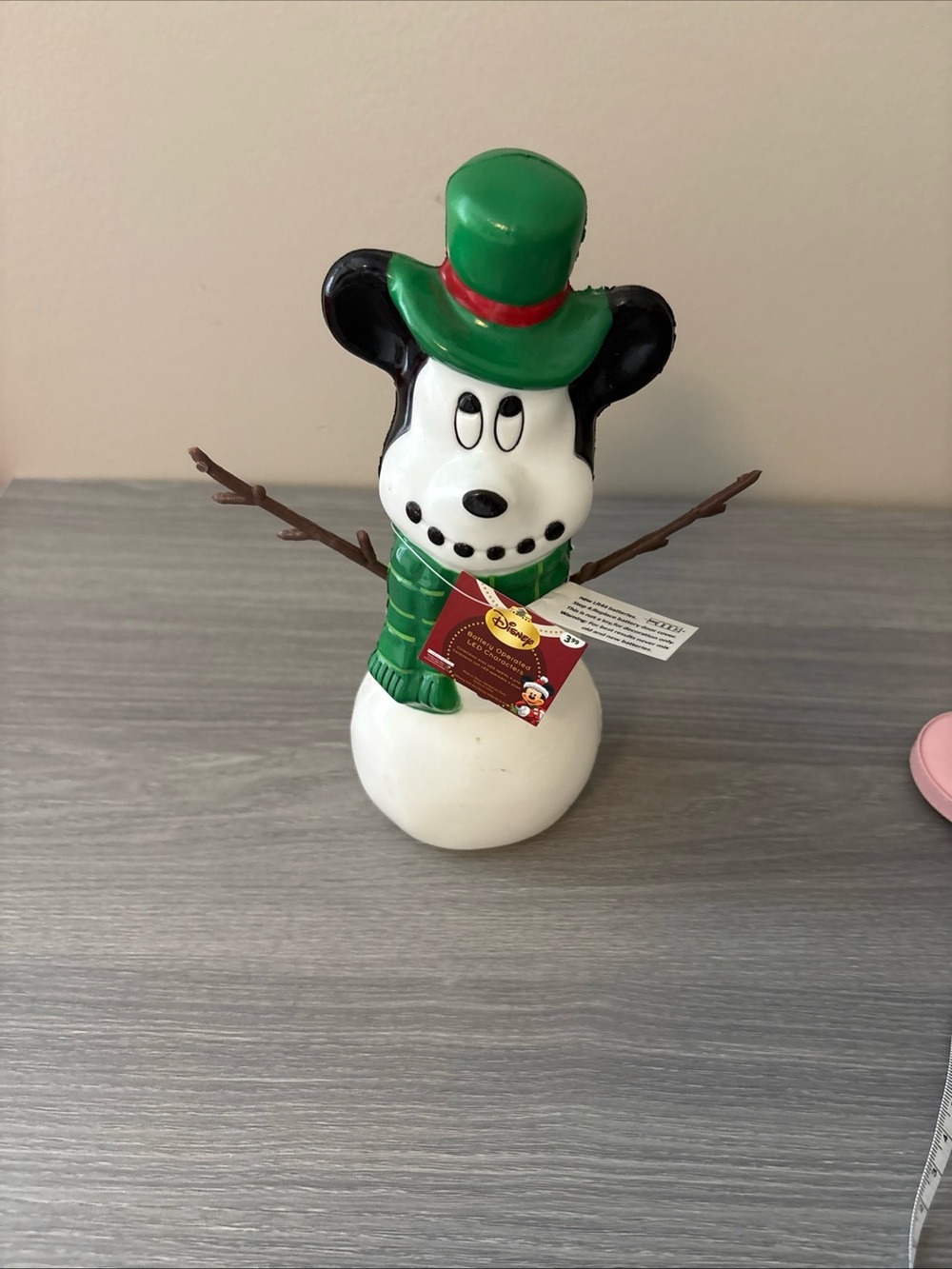 Disney Parks Mickey Mouse Winter Fun Light Up Snowman 9 inches